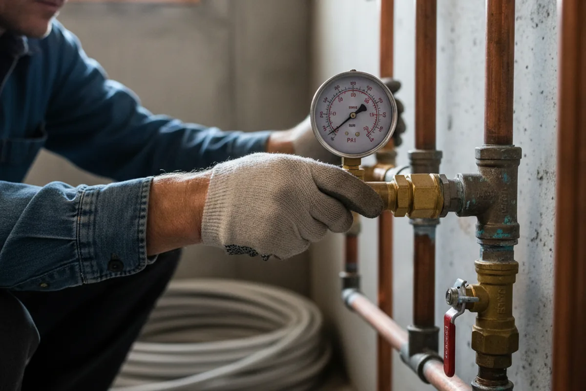 Pressure testing a repaired line during Water Line Repair in Buckhead